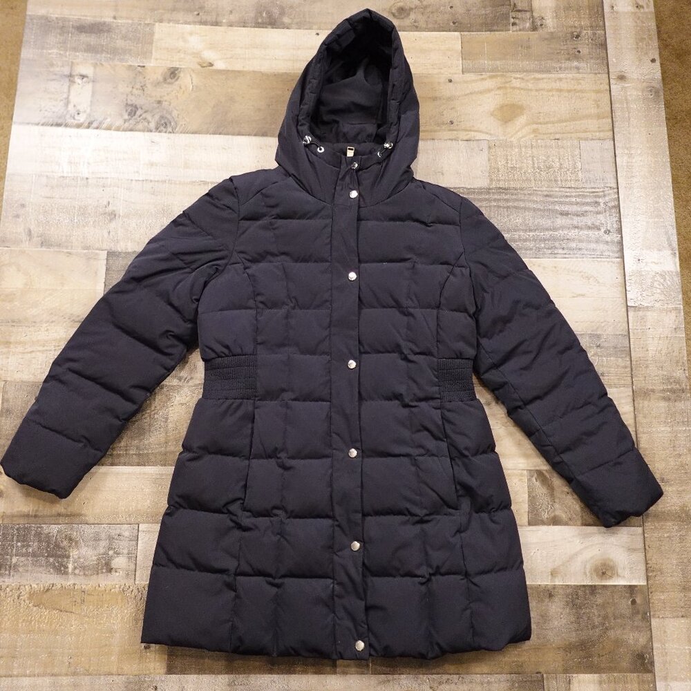 Calvin Klein Quilted Puffer Parka Women’s Large Black Hooded Winter Coat FAIR‎